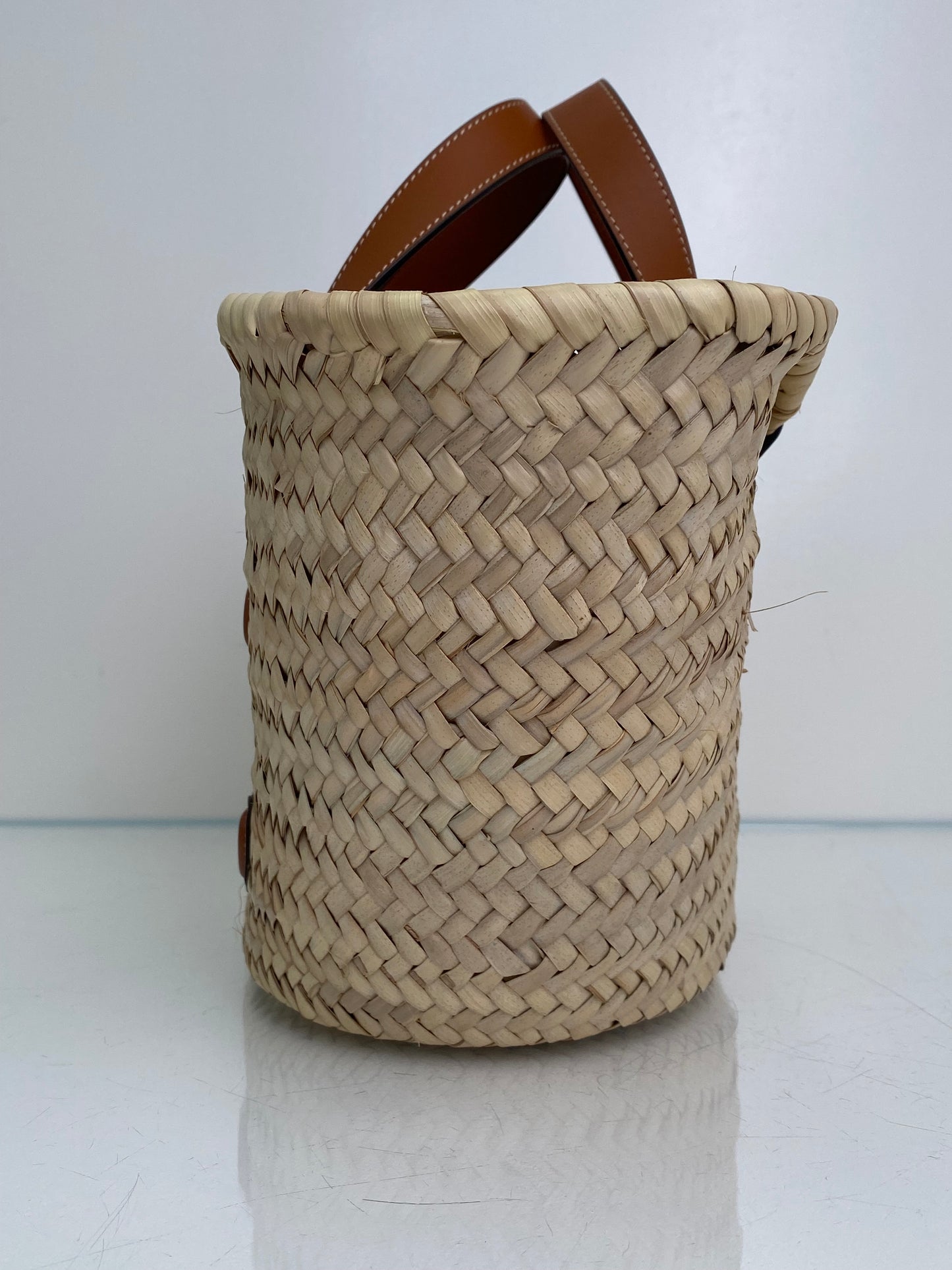 Celine Triomphe Tan & Brown Classic Panier Raffia Basket Bag