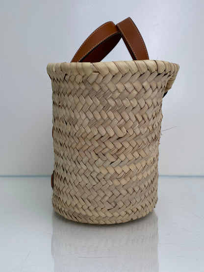 Celine Triomphe Tan & Brown Classic Panier Raffia Basket Bag