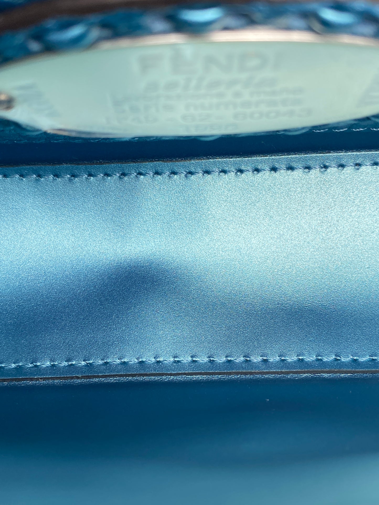 Fendi Teal Mini Salleria Baguette Iridescent SHW