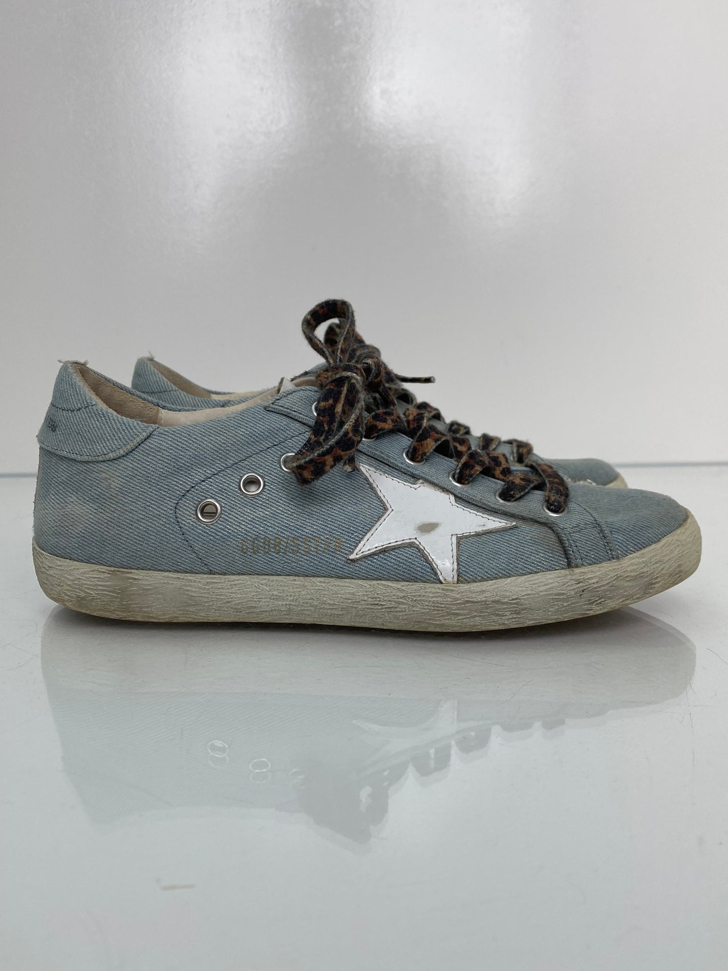 Golden Goose Denim & White Star Sneakers, 38