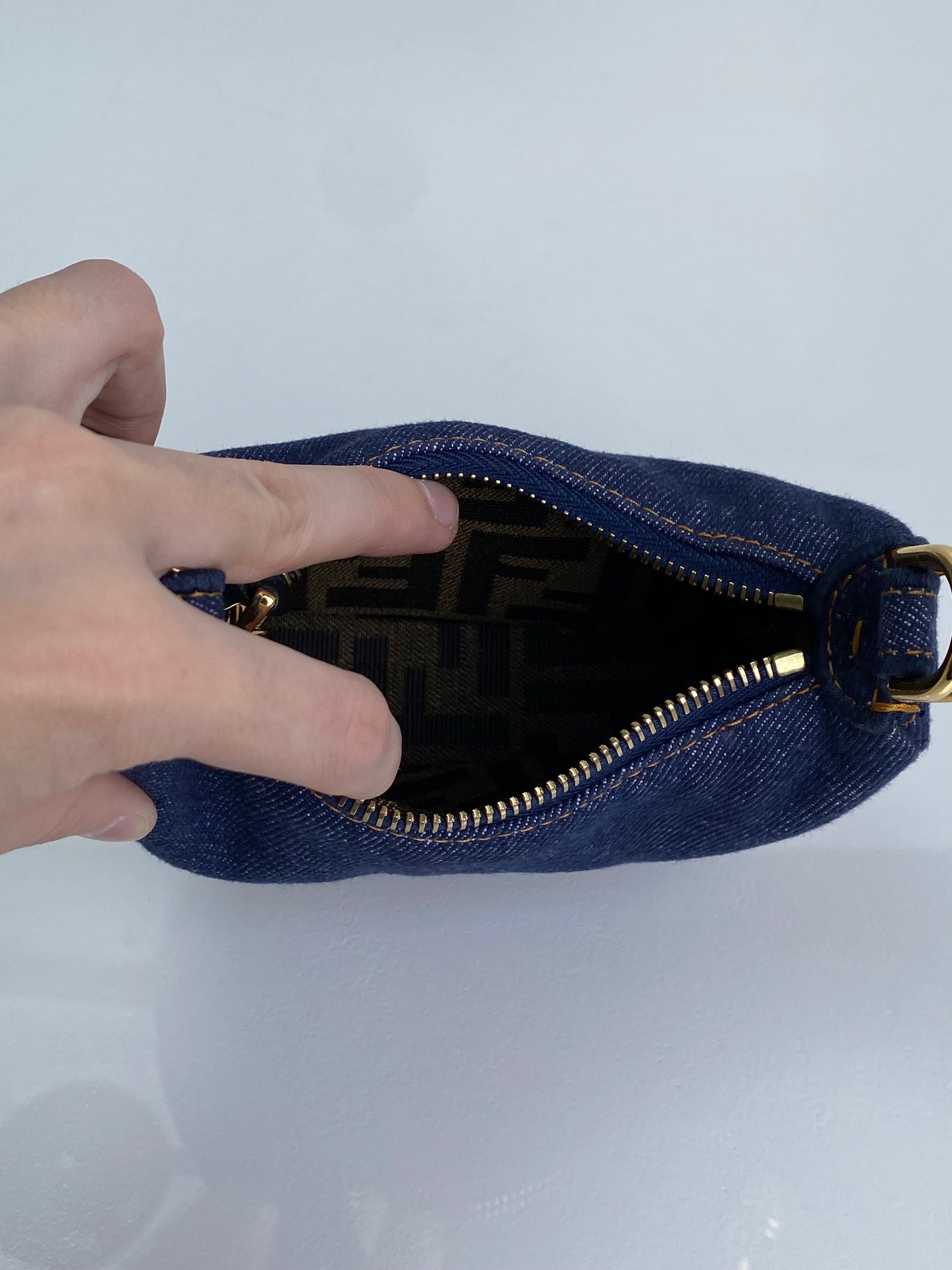 Fendi Blue Denim Fendigraphy Nano Bag / Charm GHW