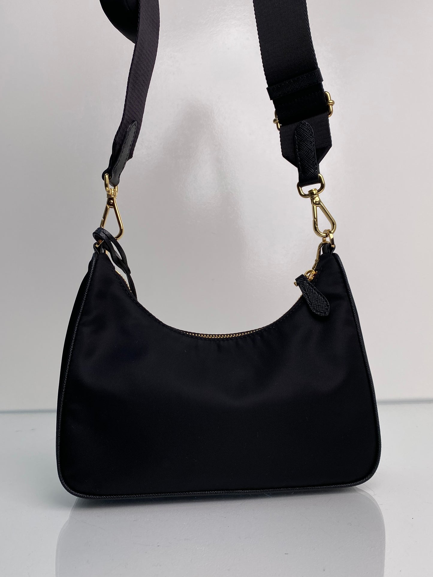 Prada Nylon Re-Edition Black Crossbody Bag GHW