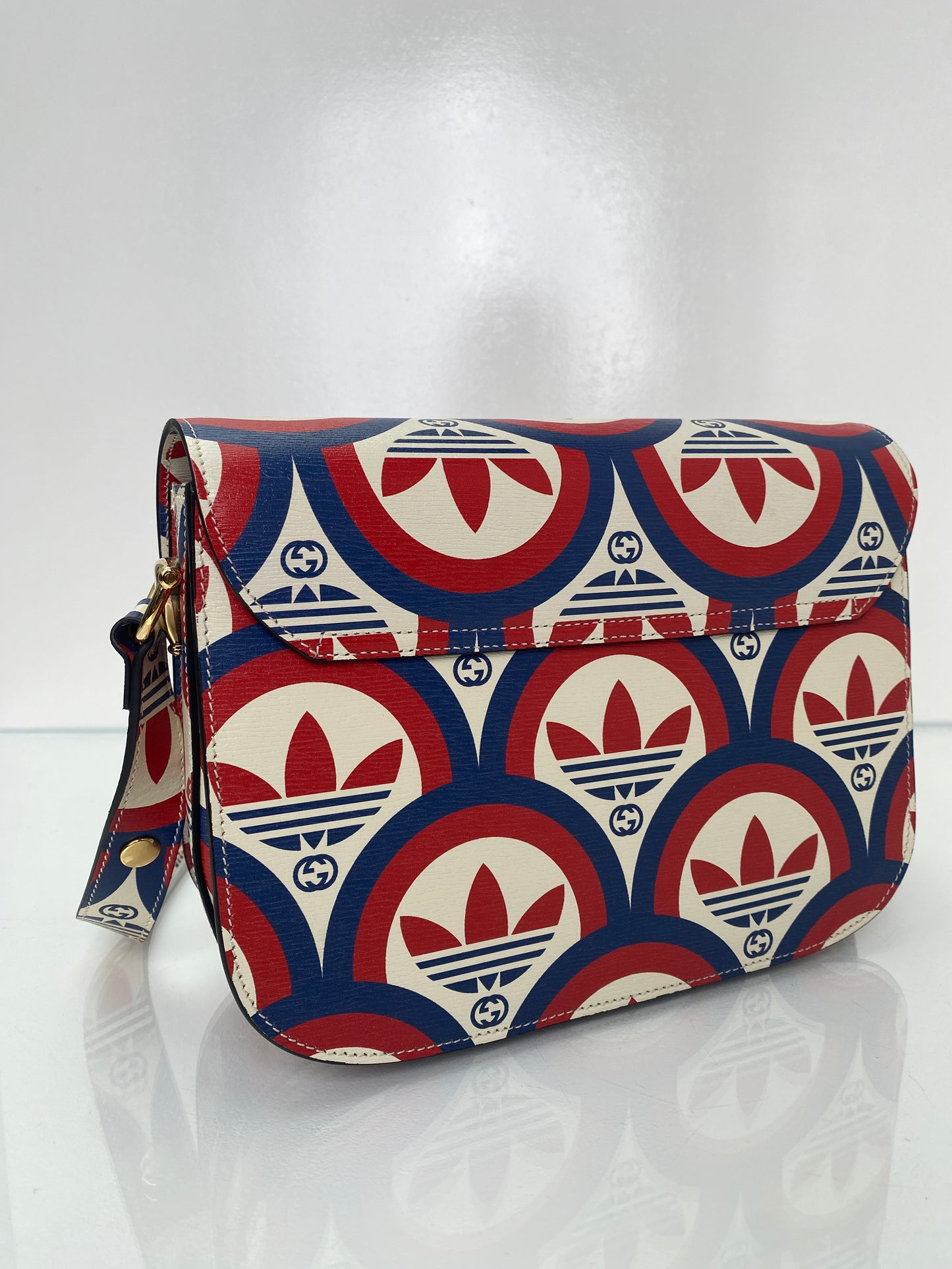 Gucci x Adidas Red, White, & Blue Horsebit 1955 Shoulder Bag GHW