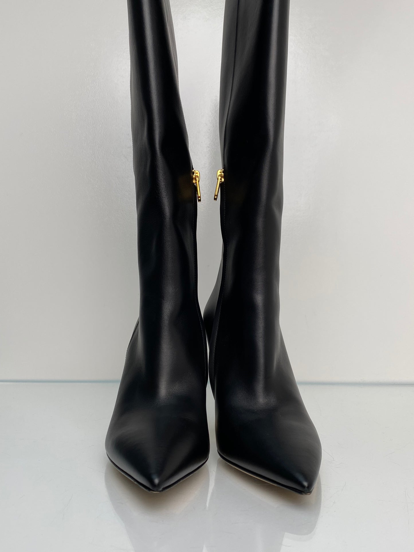 Fendi First Black & Gold Leather F-Heel Boots, 39.5
