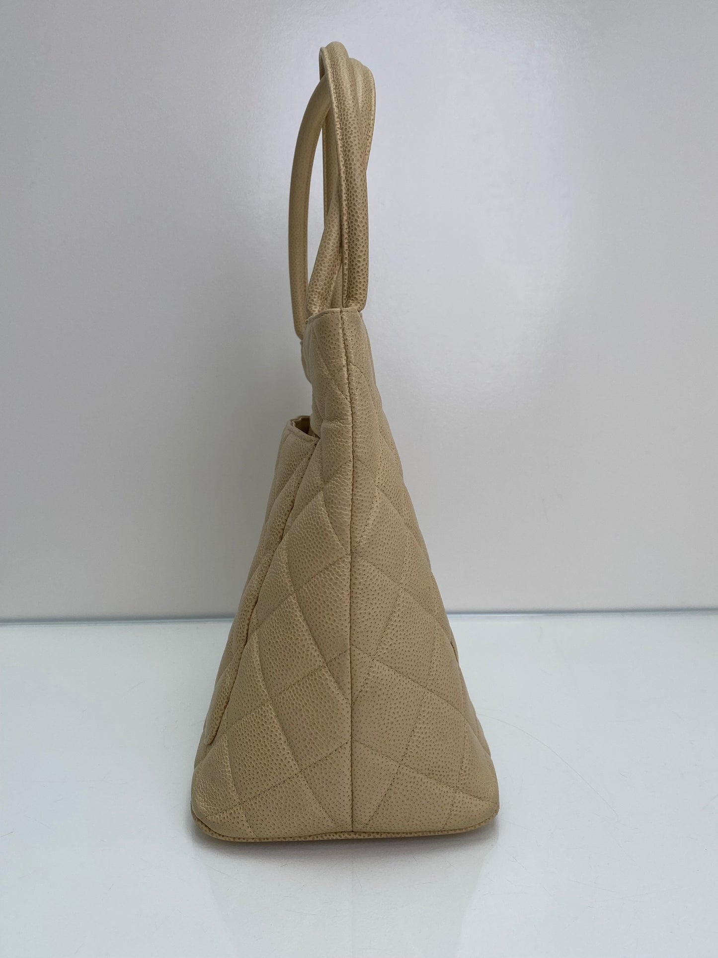 Chanel Beige Medallion CC Caviar Tote Bag GHW #07
