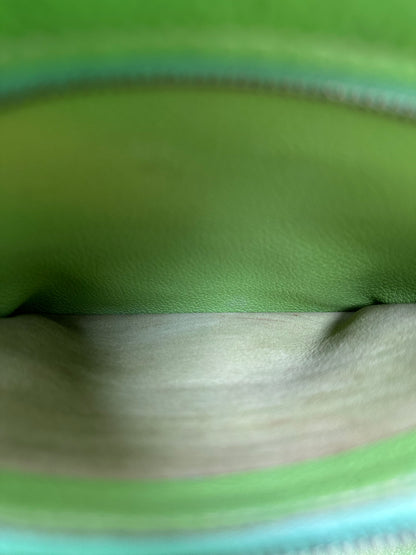 Hermes Kelly 32 Vert Cru, Jaune, and Blue Thalassa Clemence GHW #G