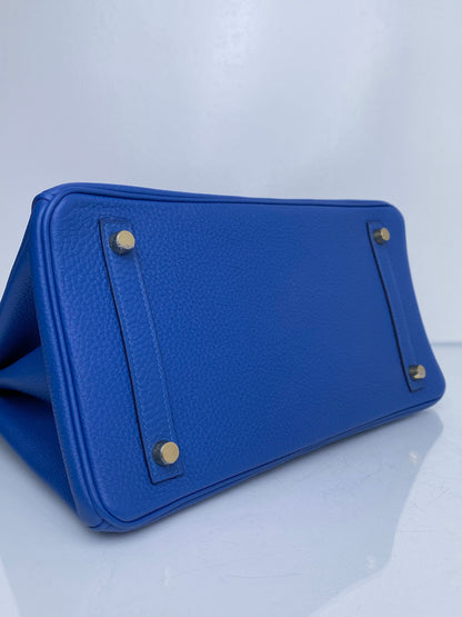 Hermes Birkin 30 Bleu Zellige Togo GHW #U