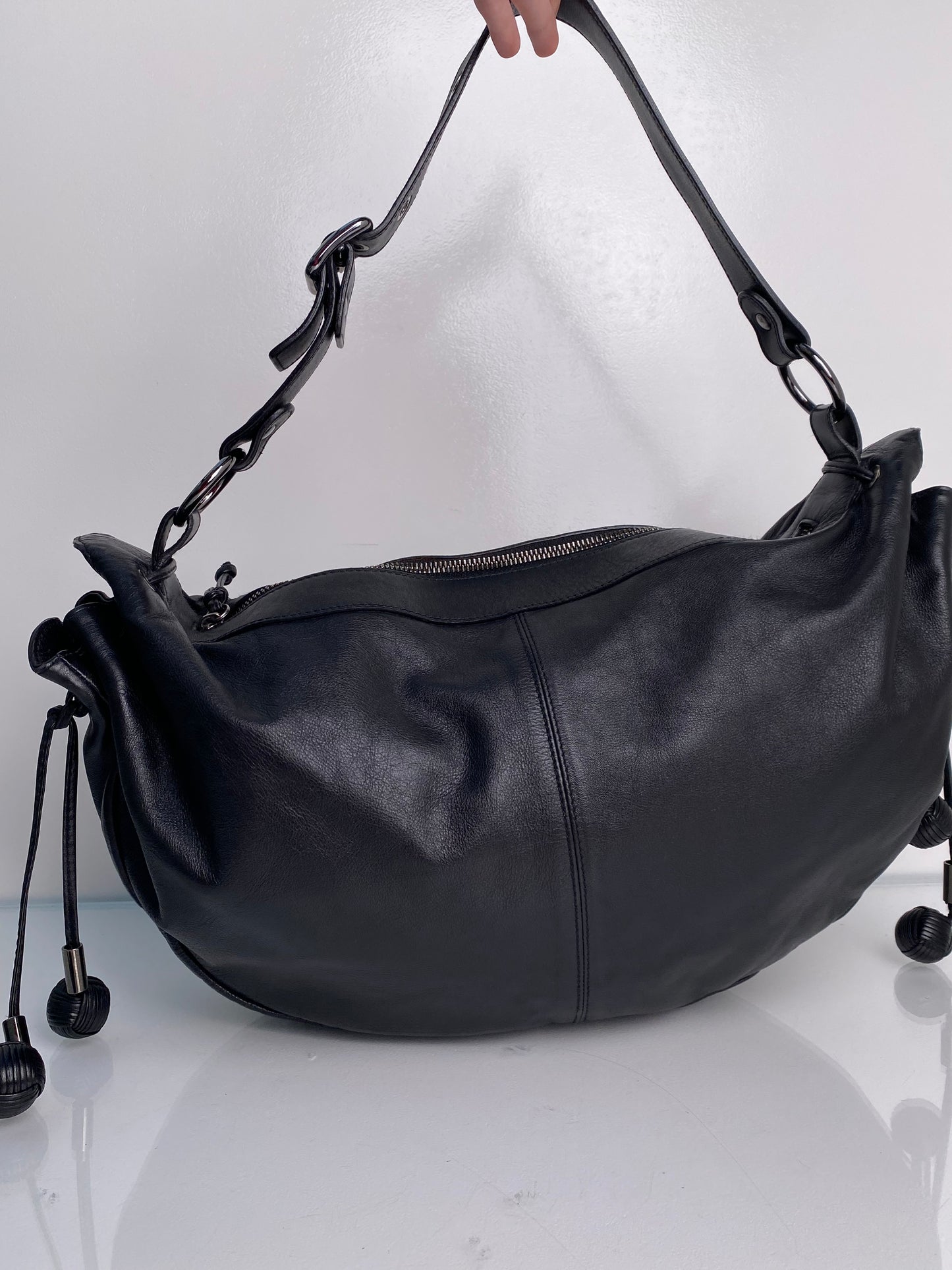 Tanner Krolle Black Leather Shoulder Bag