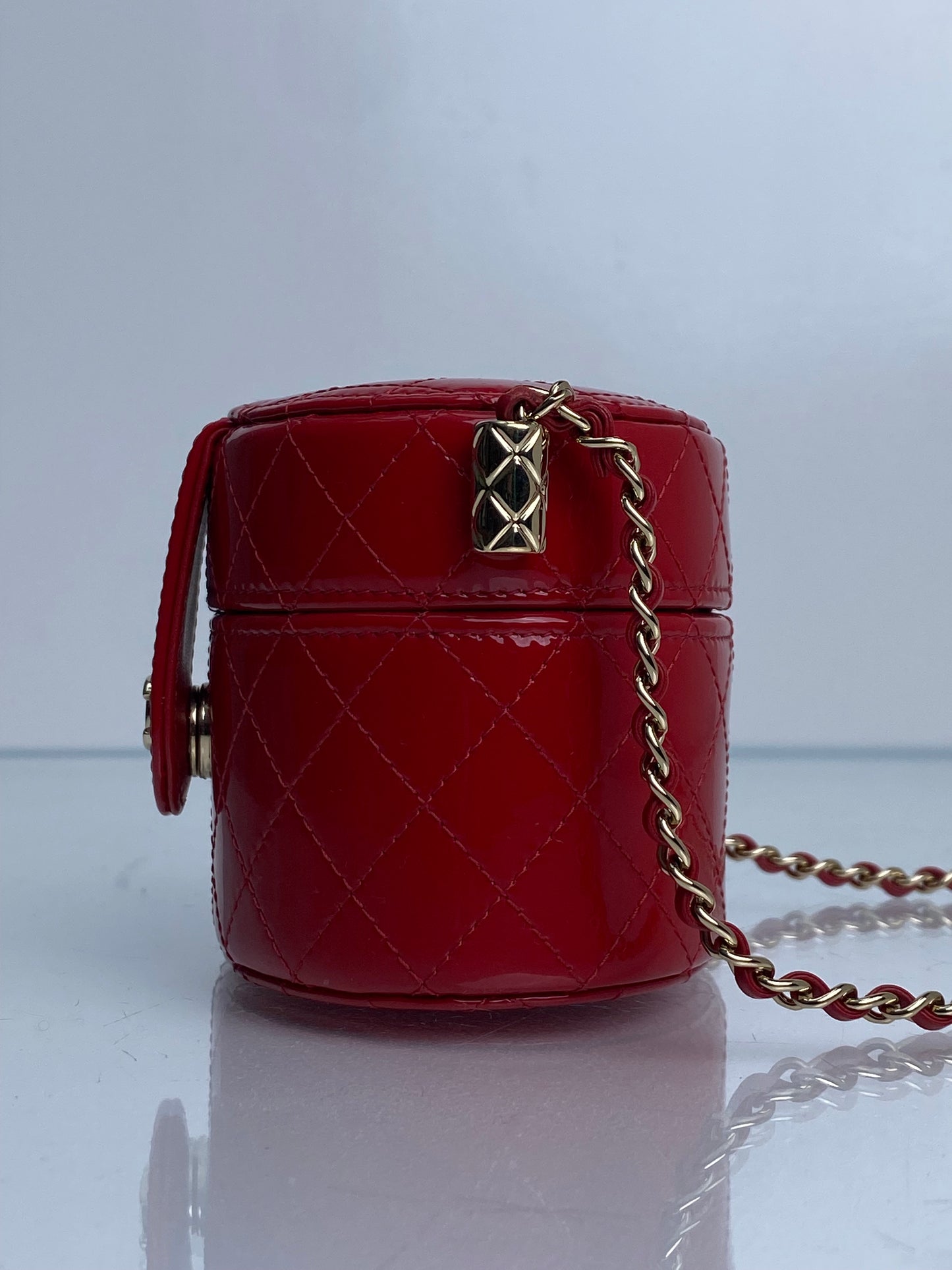 Chanel Red Mini CC Allure Vanity Bag Patent GHW