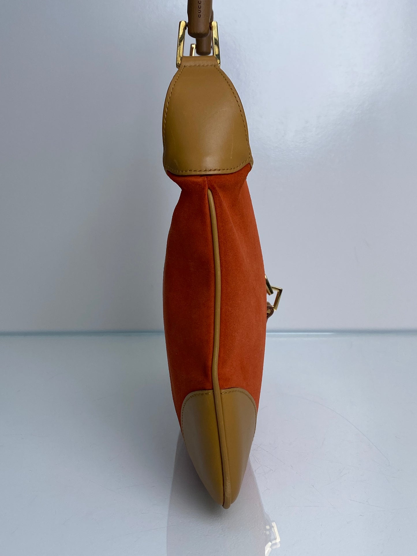 Gucci Orange Suede & Bamboo Jackie O Bag GHW