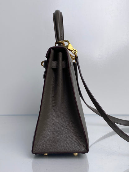 Hermes Kelly 25 Etain Epsom GHW #Y