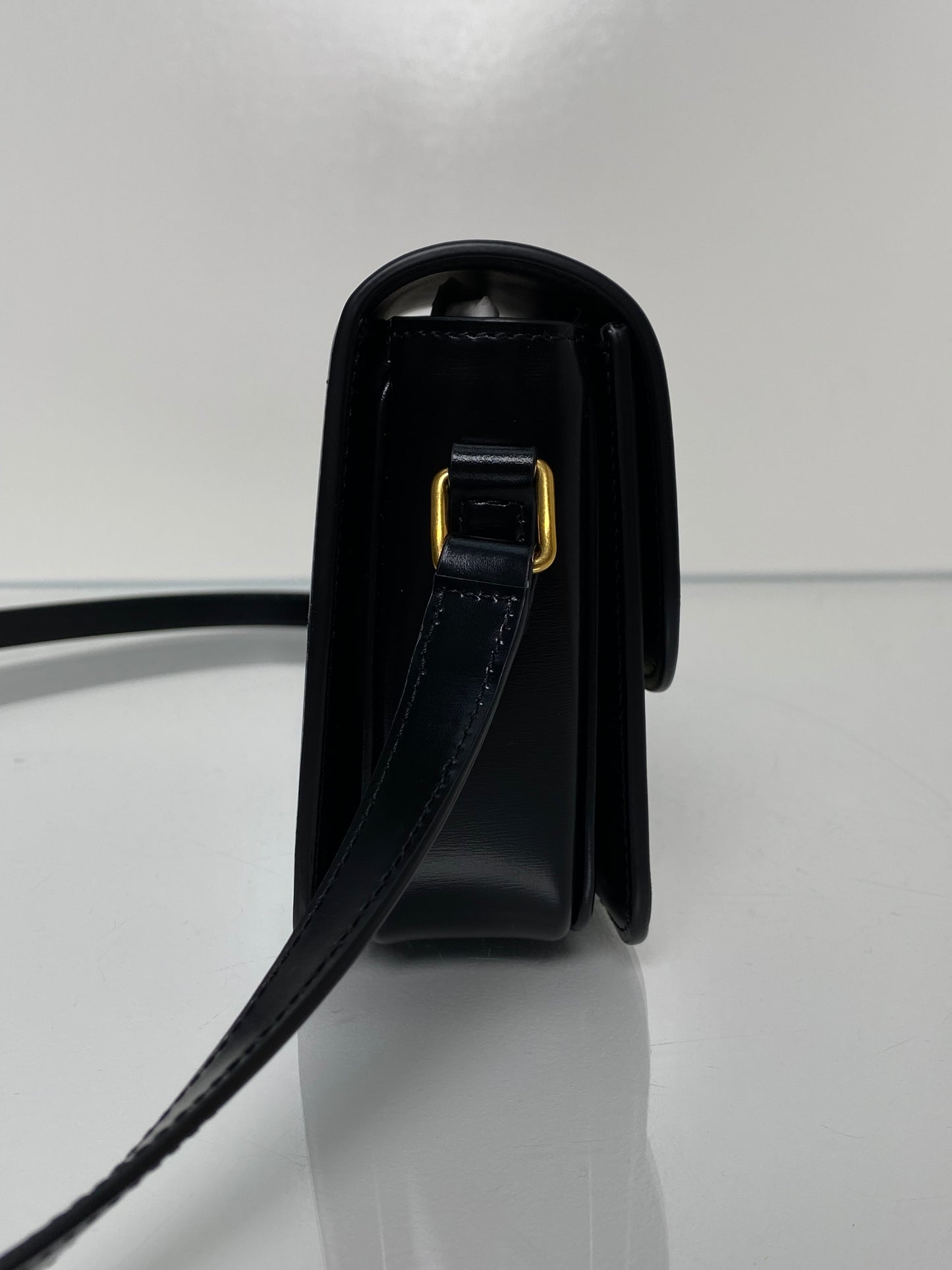 Celine Black Shiny Calfskin Teen Triomphe Bag GHW