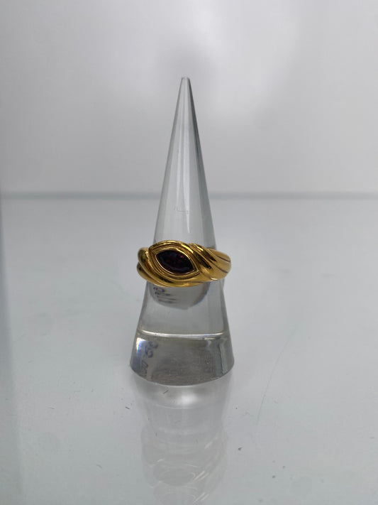 Lanvin Vintage Purple & Gold Ring, 7.25
