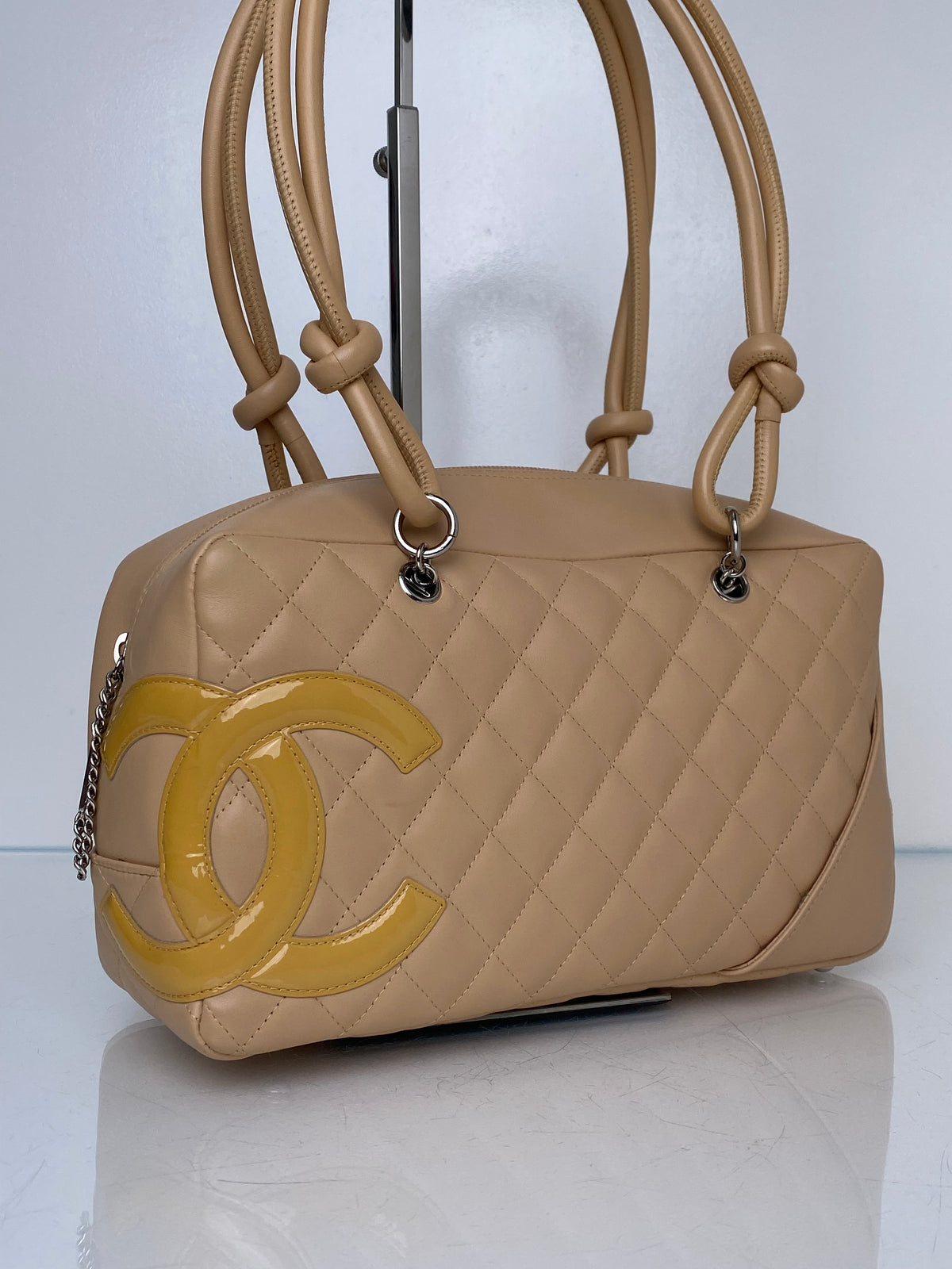 Chanel Nude Lambskin Cambon Bowler Bag SHW#10