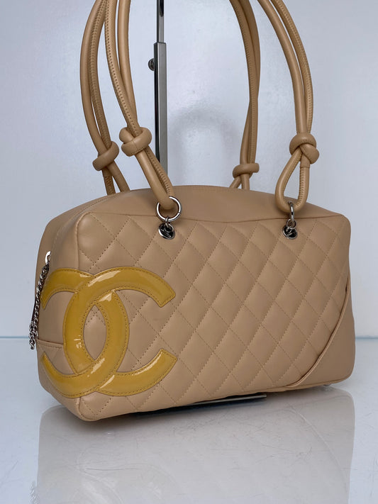Chanel Nude Lambskin Cambon Bowler Bag SHW#10