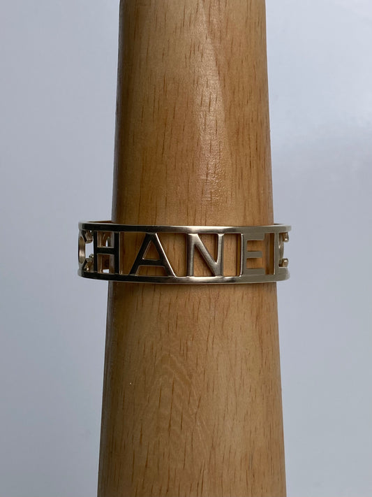 Chanel ‘CHANEL’ Thin Vintage Gold Cuff