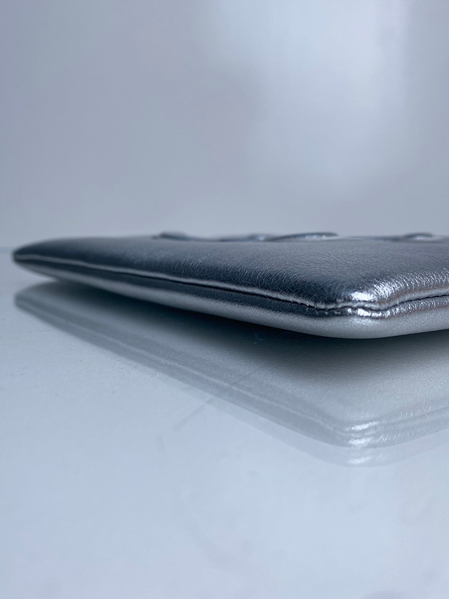 Celine Cuir Triomphe Small Pouch Metallic Silver