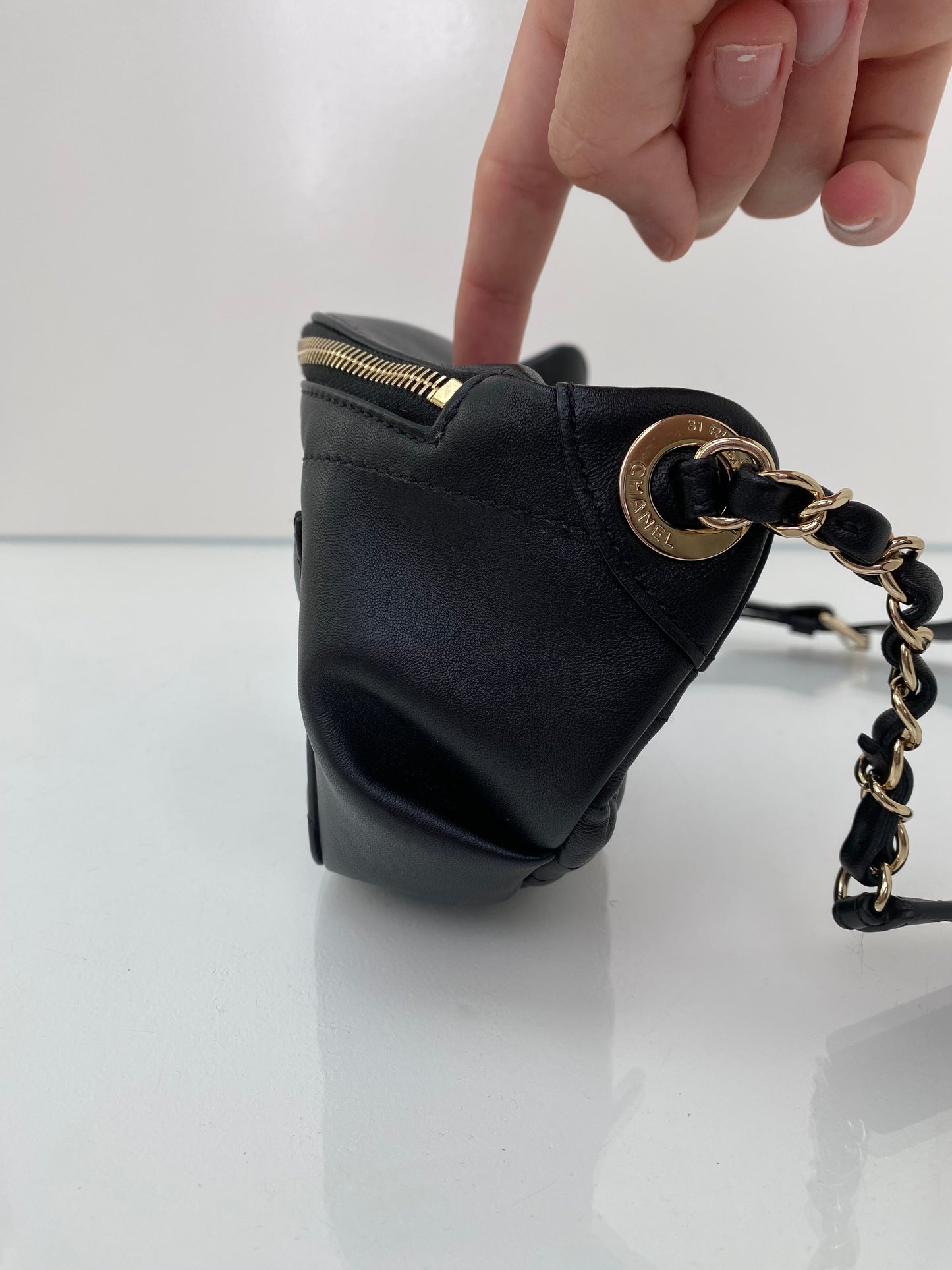 Chanel Black Semi Quilted Bum Bag GHW