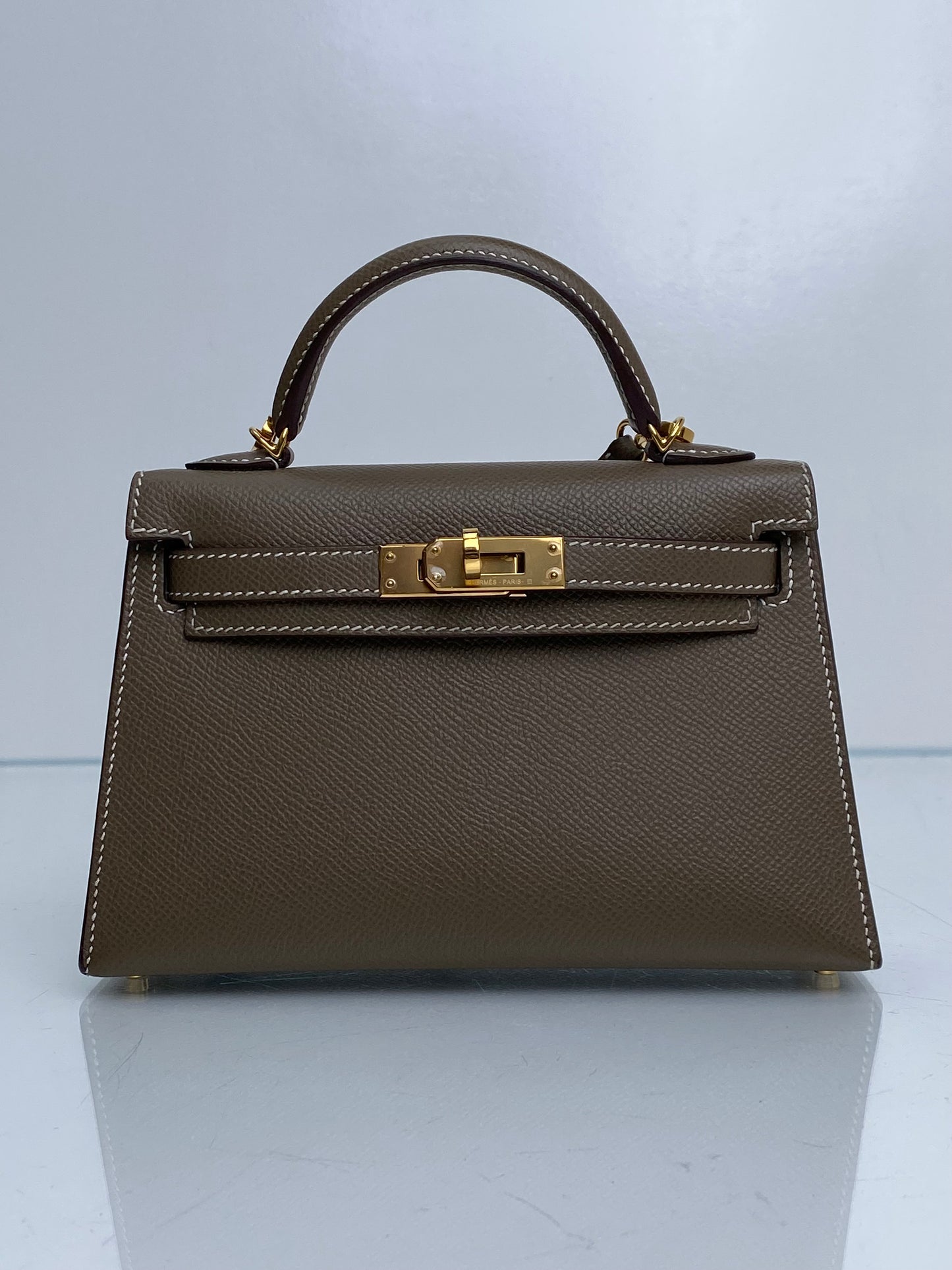 Hermes Mini Kelly Sellier Etoupe Epsom GHW #Y