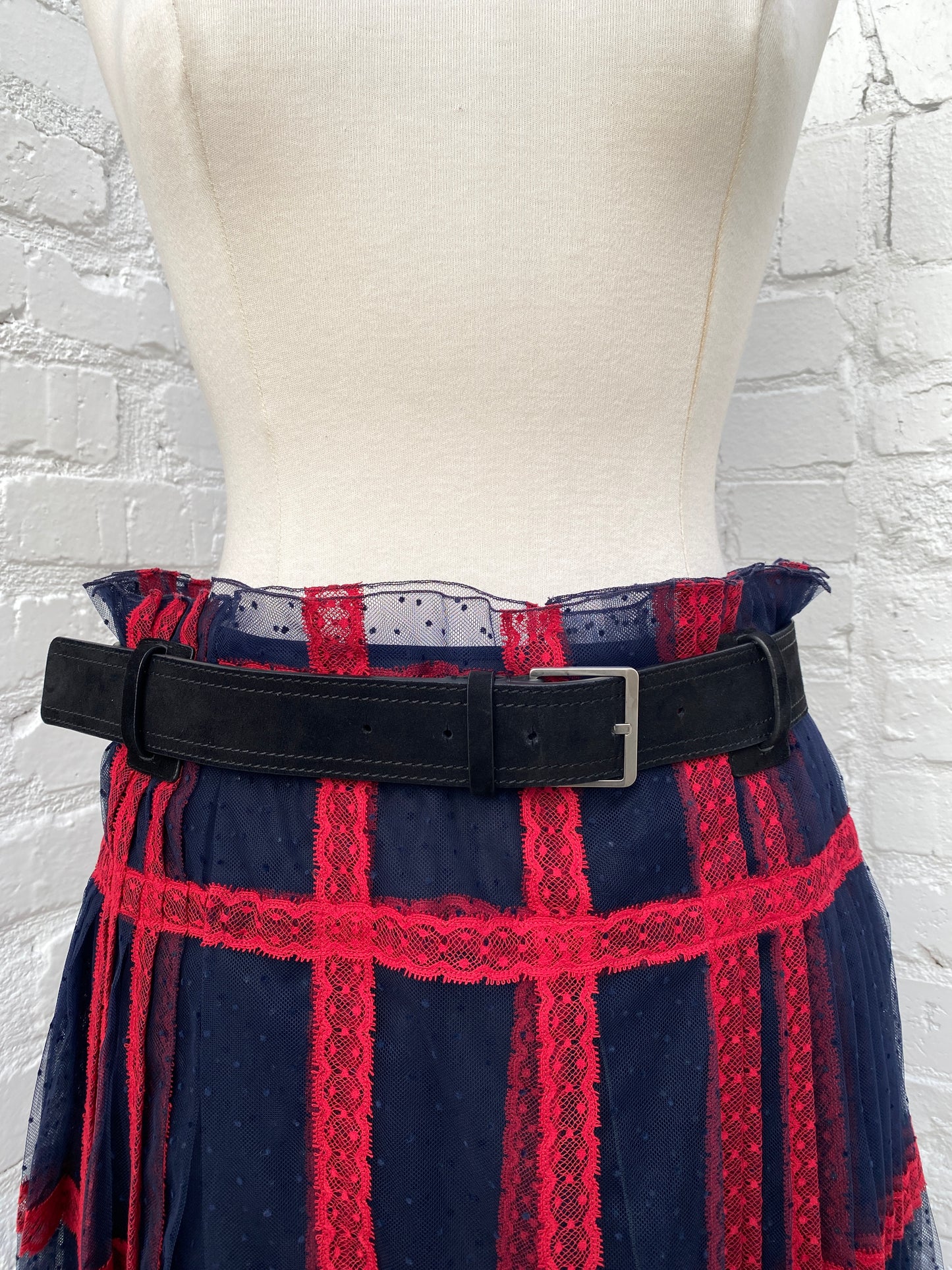Dior Navy & Red Tulle Skirt, 40