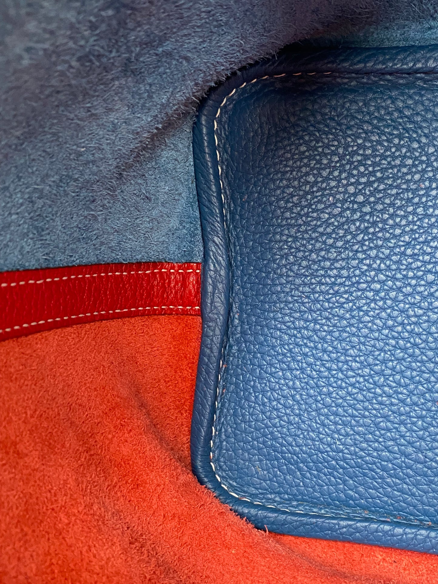 Hermes Picotin Rouge Casaque Bleu Thalassa Clemence PHW #P