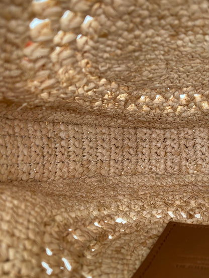 Saint Laurent Tan Raffia Logo Circular Bag GHW