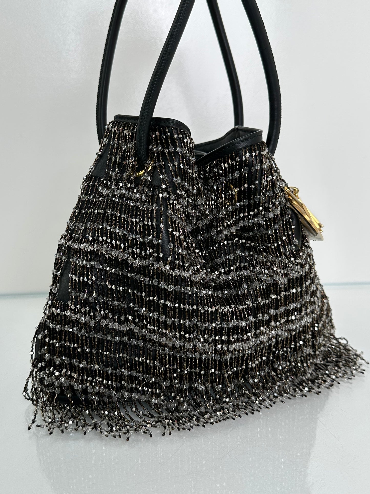 Dior Black & Crystal Tassel New Line A M Lambskin Bag GHW