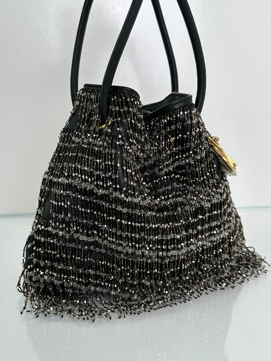 Dior Black & Crystal Tassel New Line A M Lambskin Bag GHW
