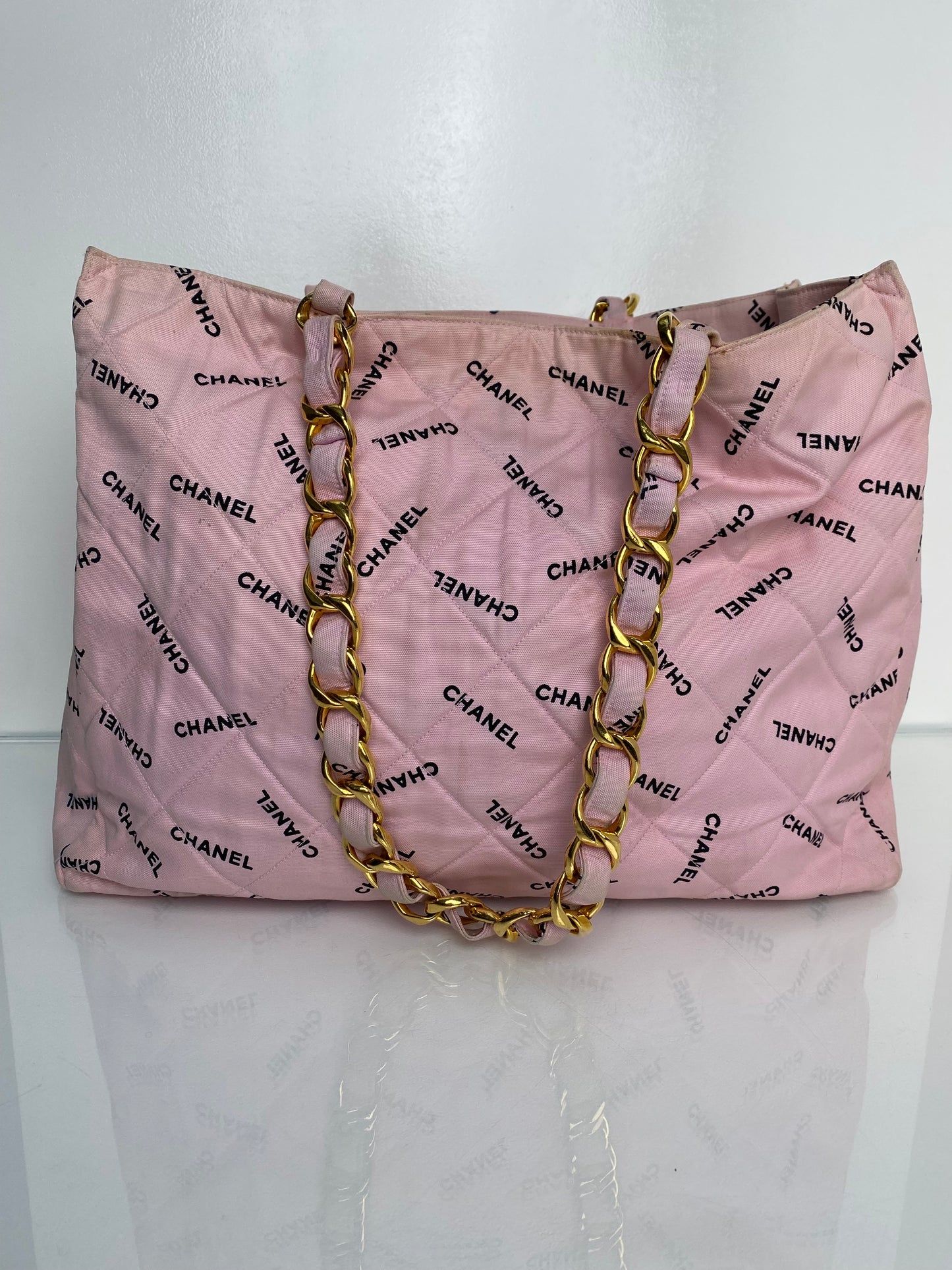 Chanel Vintage Pink Logomania Tote 24KGHW