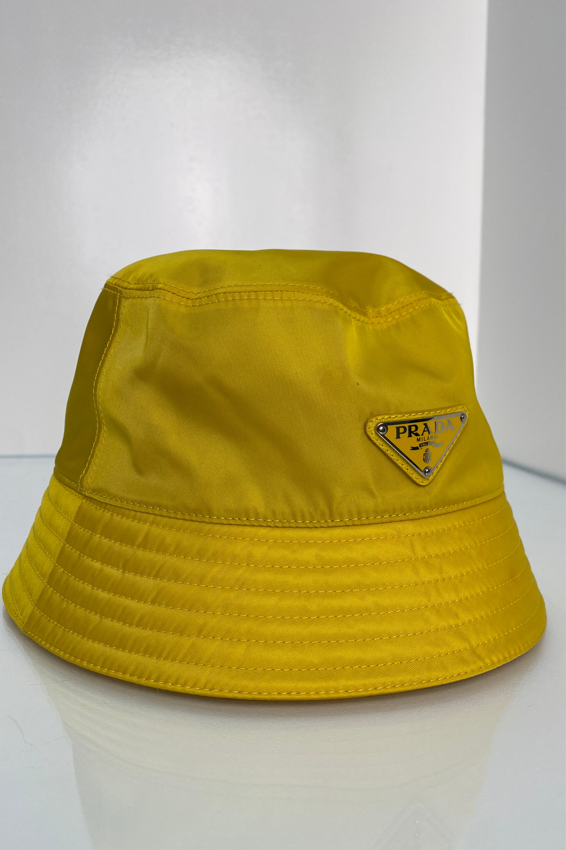 Prada Yellow Renylon Bucket Hat, L