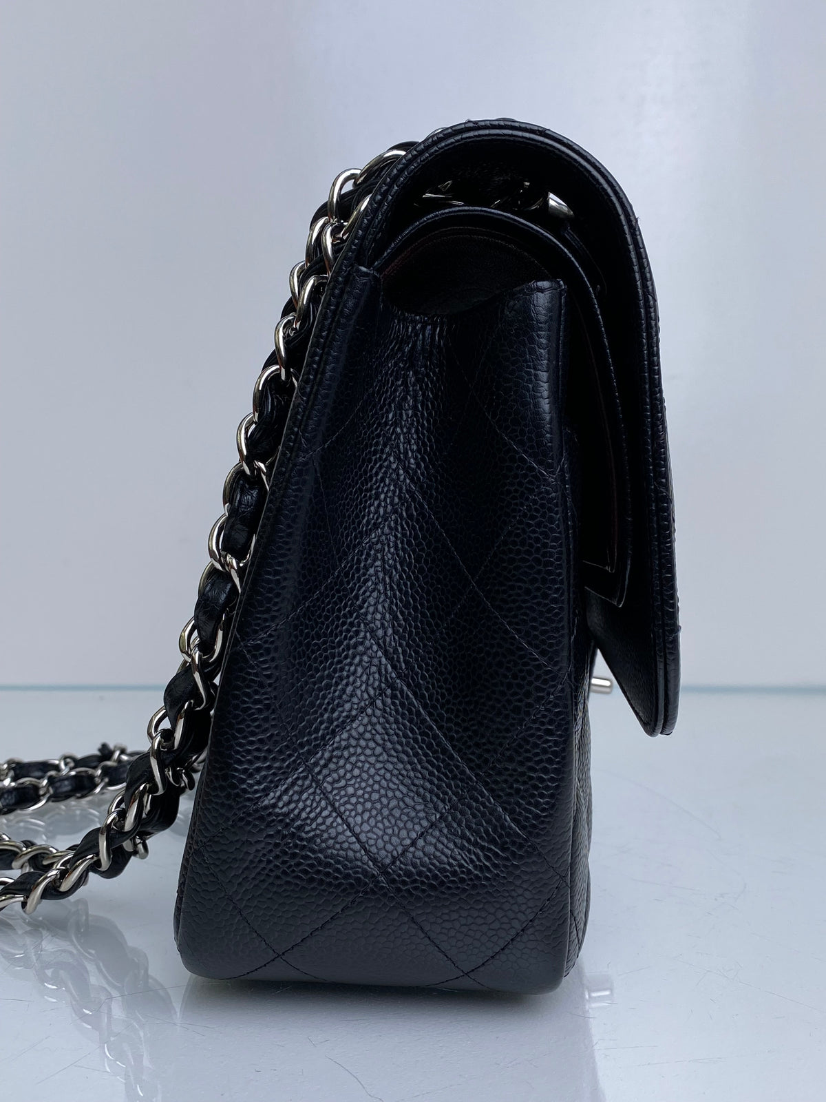Chanel Black Caviar Classic Jumbo Double Flap Bag SHW #19