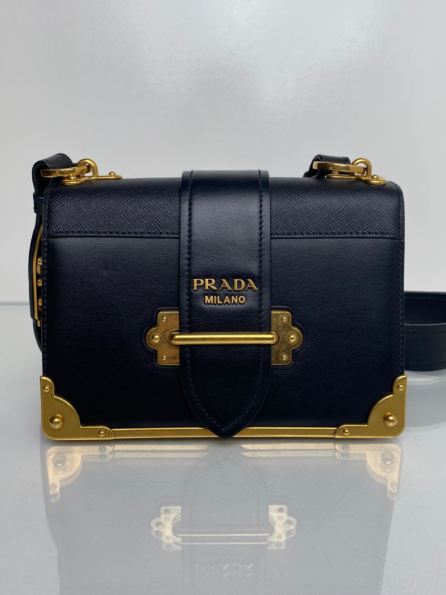 Prada Black Refined Elegance Crossbody Bag GHW