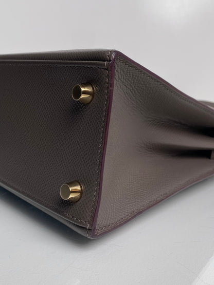Hermes Kelly 25 Etain Epsom GHW #Y