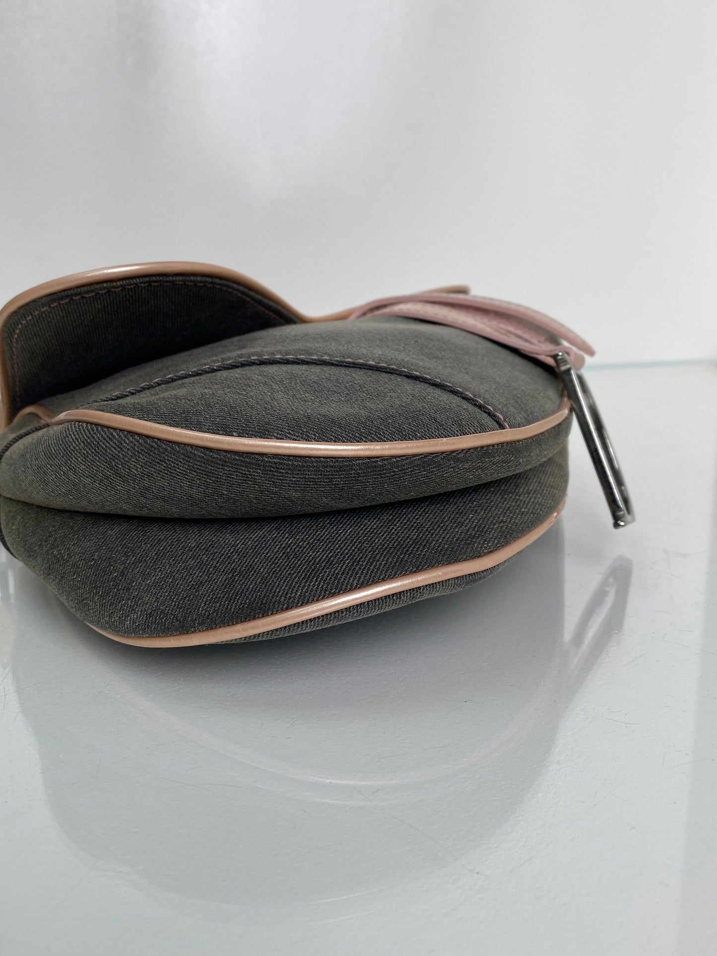 Christian Dior 2002 Denim/Pink Saddle Bag SHW