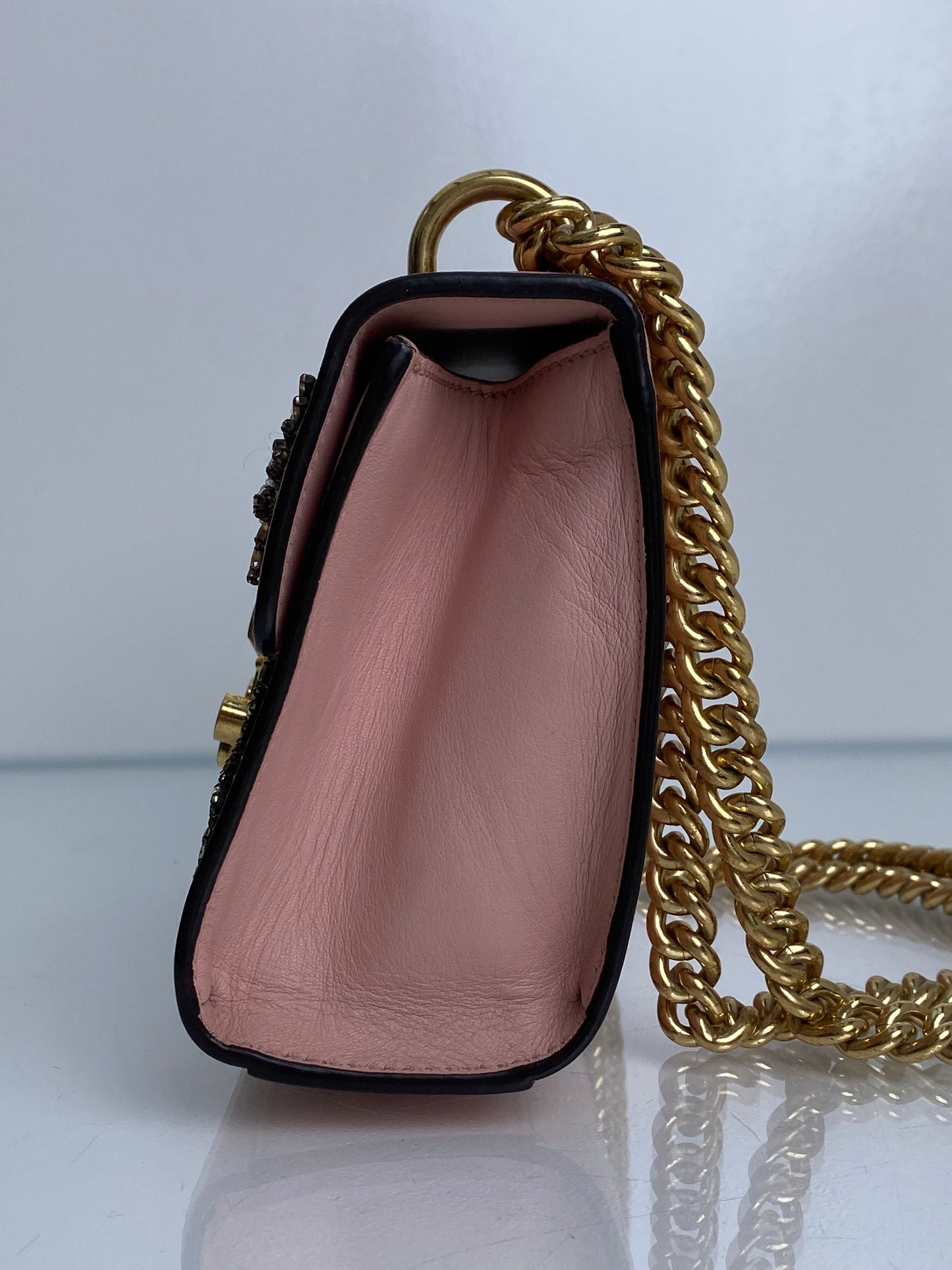 Gucci Pink Crystal Star Padlock Small Crossboday Bag GHW