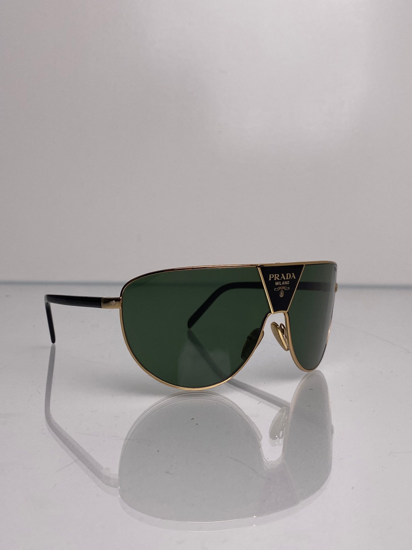 Prada Oversize Gold Frame Aviator Sunglasses