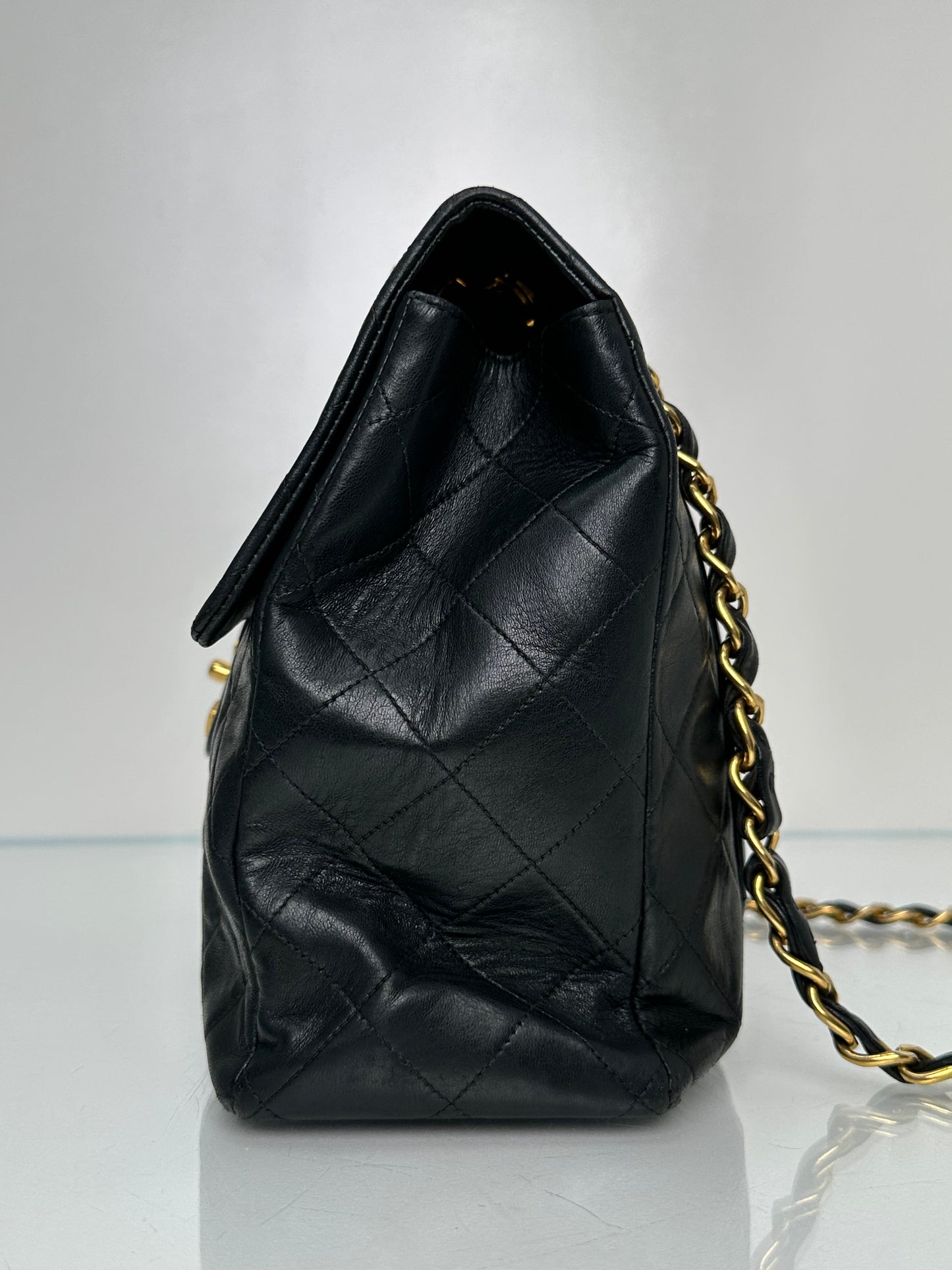 Chanel Black Maxi Single Classic Flap Lambskin 24k GHW #48