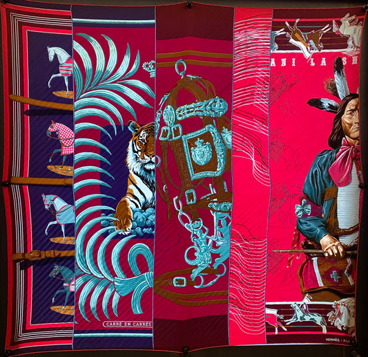 Hermes Pink & Purple Pleated 'Carre En Carres' Scarf