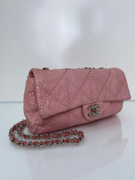 Chanel Pink Ultimate Stitch Python Flap Bag SHW