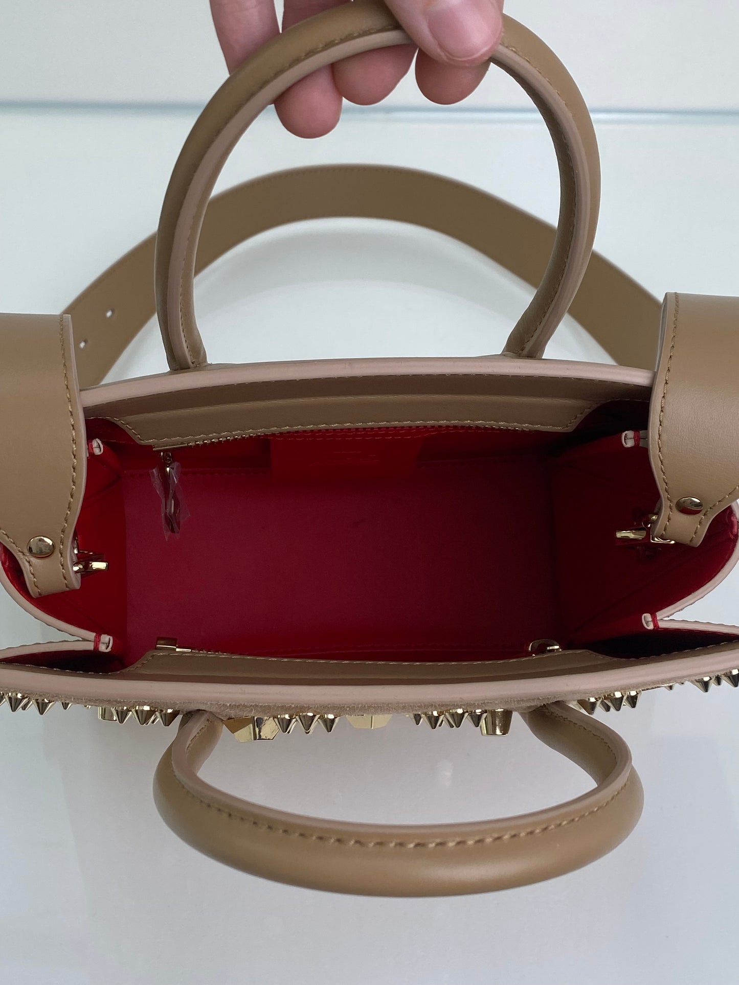 Christian Louboutin Paloma Mini Studded Suede Tote Bag GHW