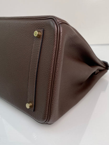 Hermes Birkin 35 Chocolate Togo GHW #Q