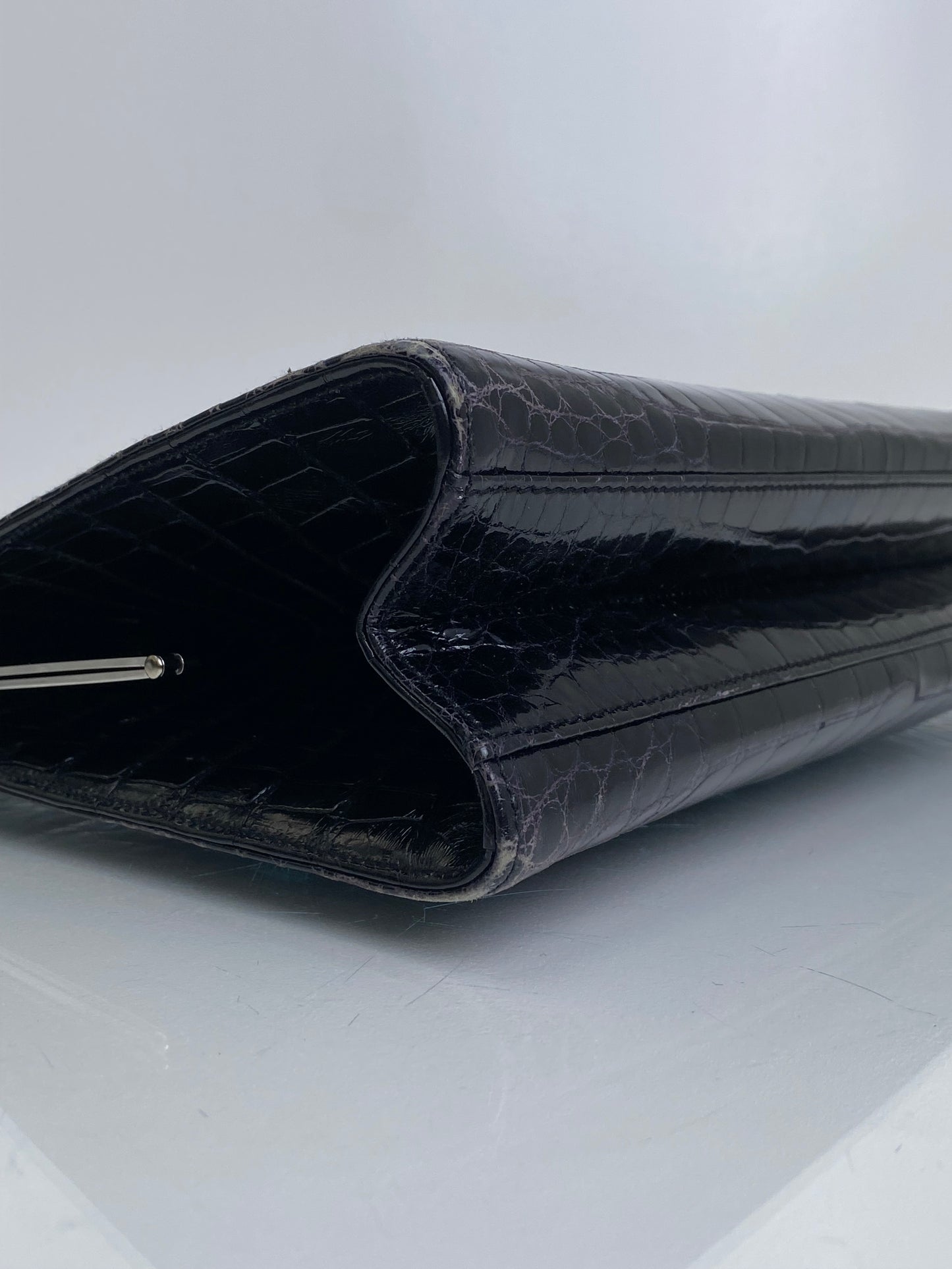 Gucci Vintage Black Crocodile Shoulder Bag SHW