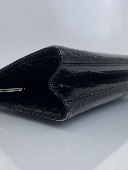 Gucci Vintage Black Crocodile Shoulder Bag SHW
