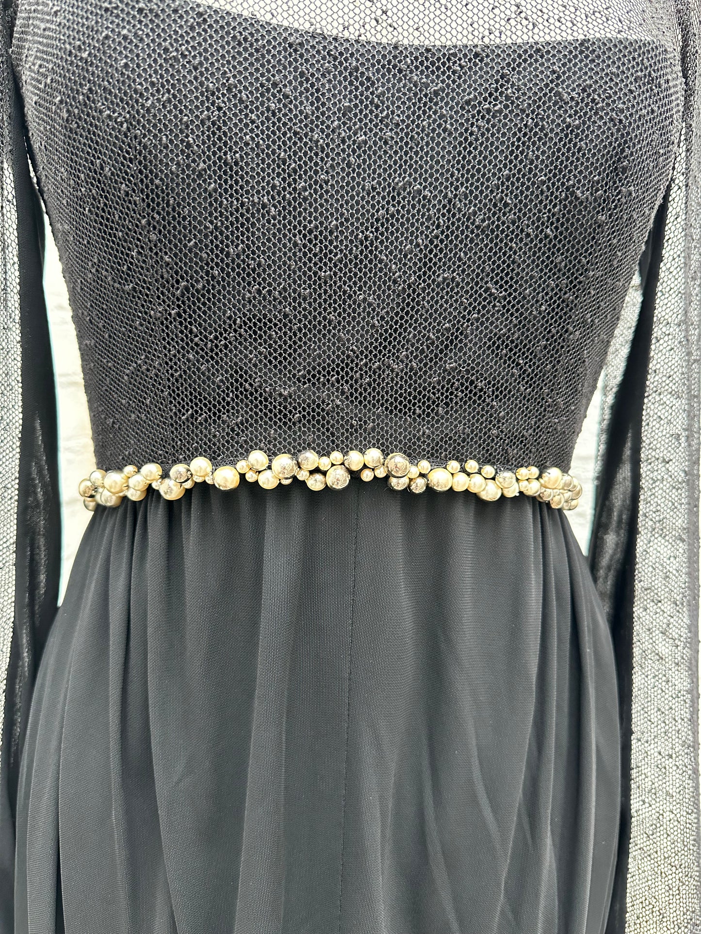 Chanel Black & Mesh Pearl Studded Dress, 38