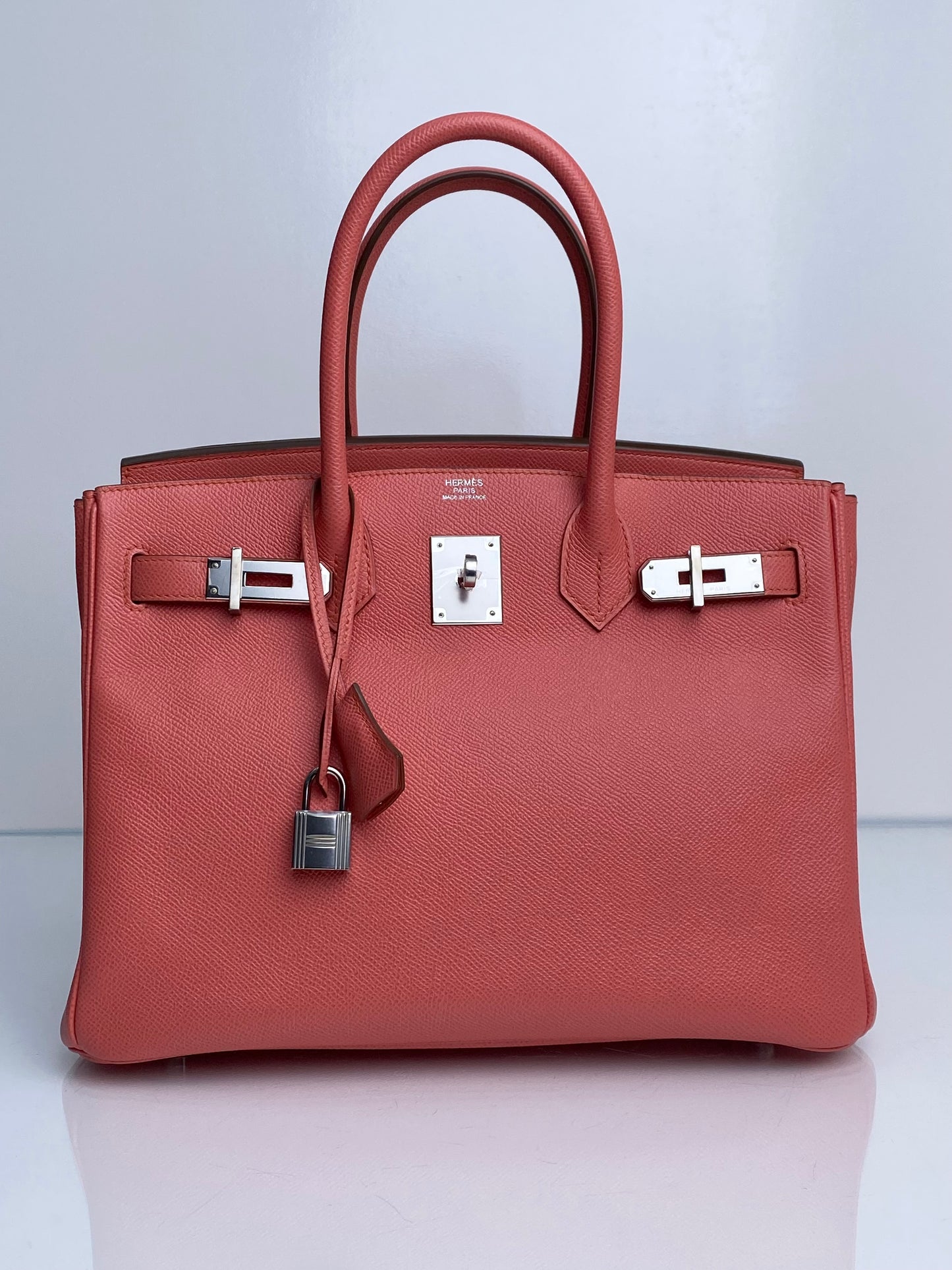 Hermes Birkin 30 Flamingo Epsom PHW #Q