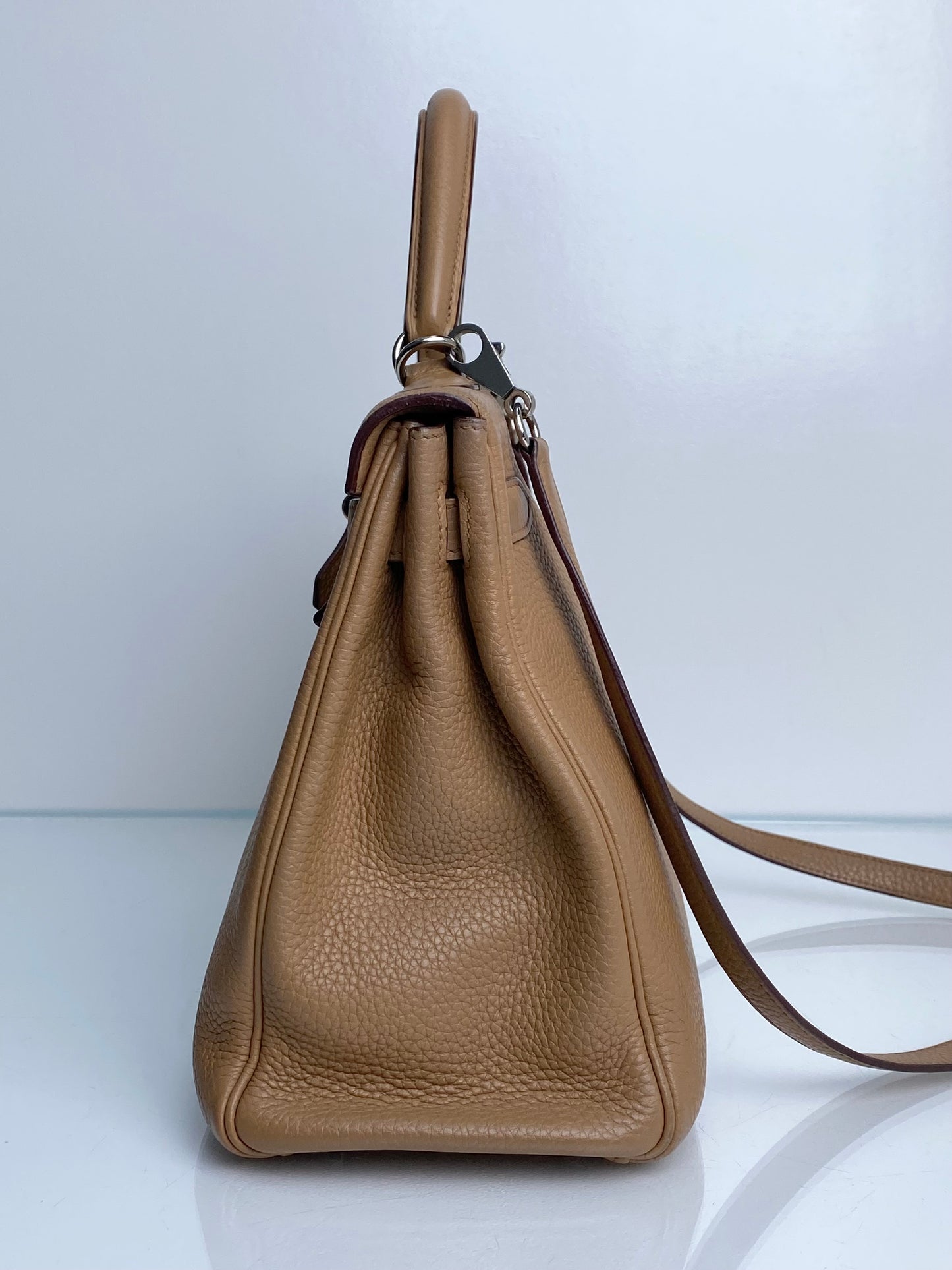 Hermes Kelly 32 Tabac Camel Clemence PHW #M