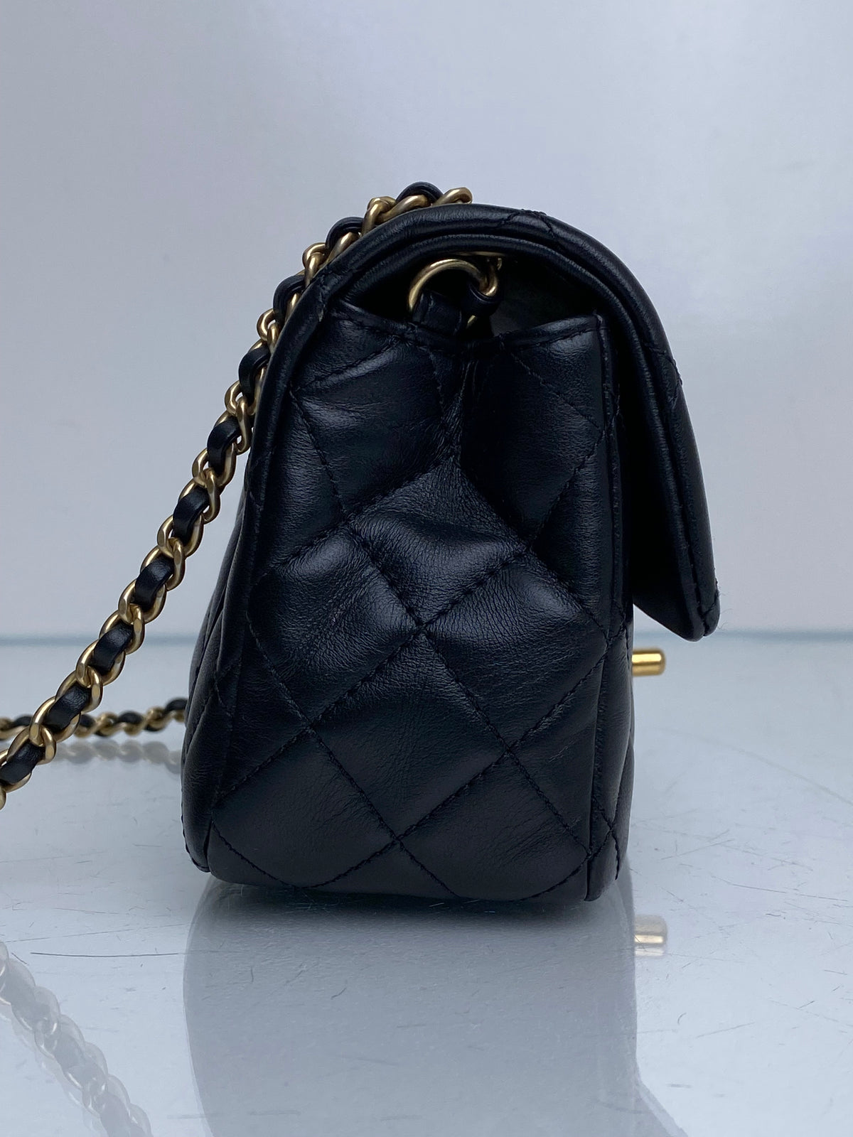 Chanel Black Quilted Lambskin Romance Mini Rectangular Classic Flap Bag GHW #30