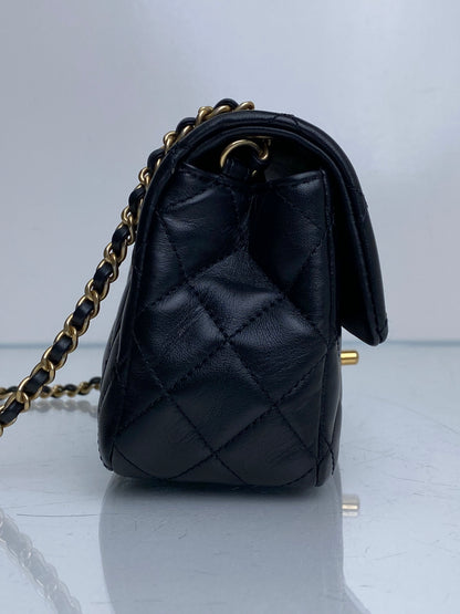 Chanel Black Quilted Lambskin Romance Mini Rectangular Classic Flap Bag GHW #30
