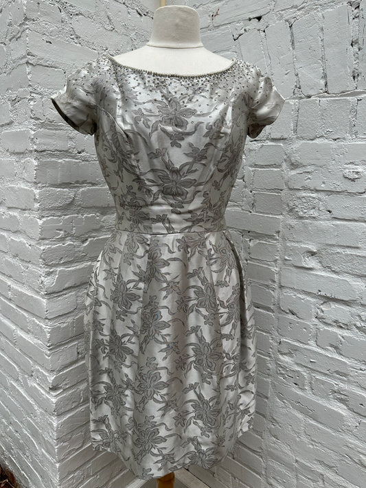 1960’s Brocade Cocktail Dress with Pearls