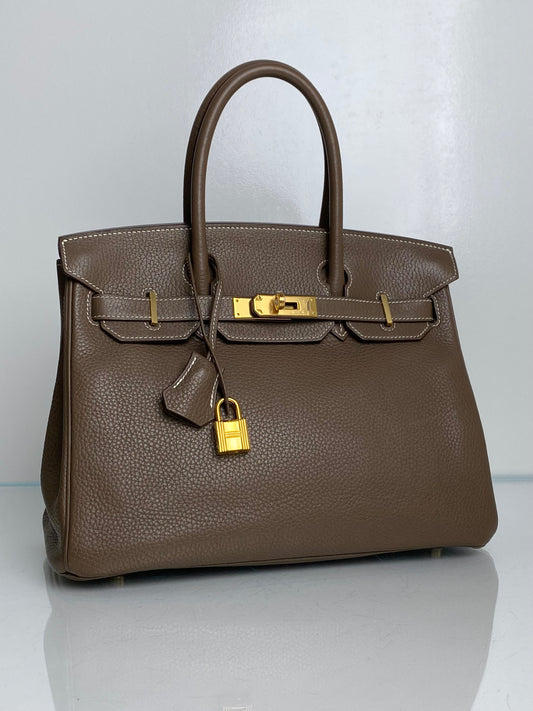 Hermes Birkin 30 Etoupe Clemence GHW #C